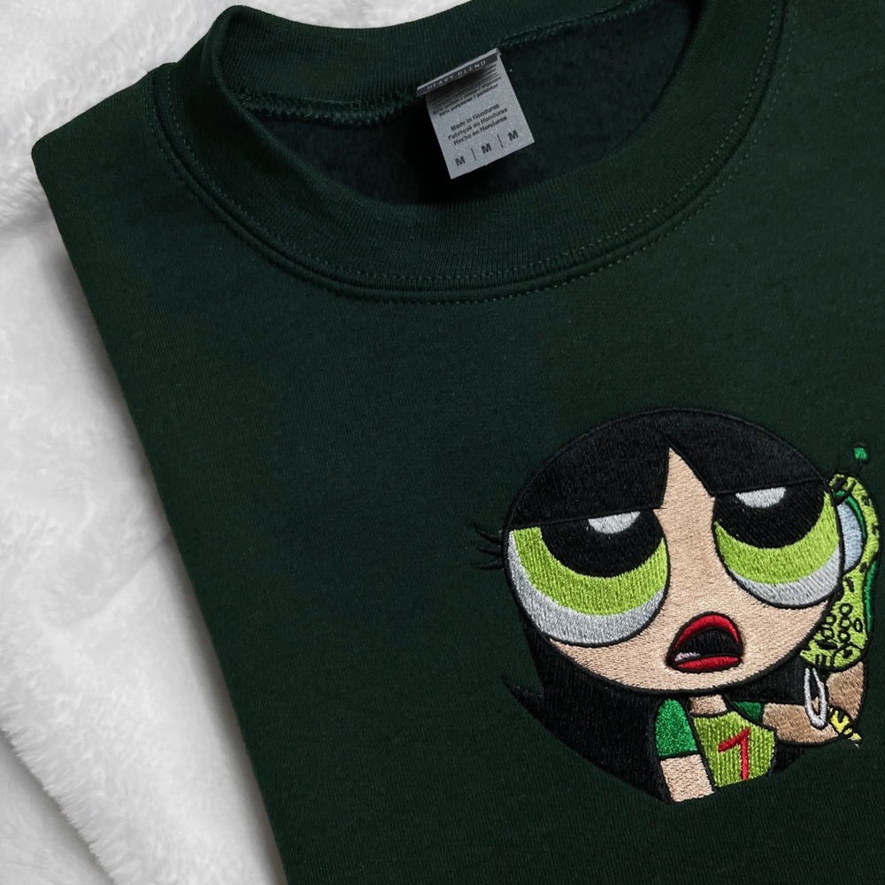 Buttercup Forest Grew Custom Embroidered Crewneck Sweater